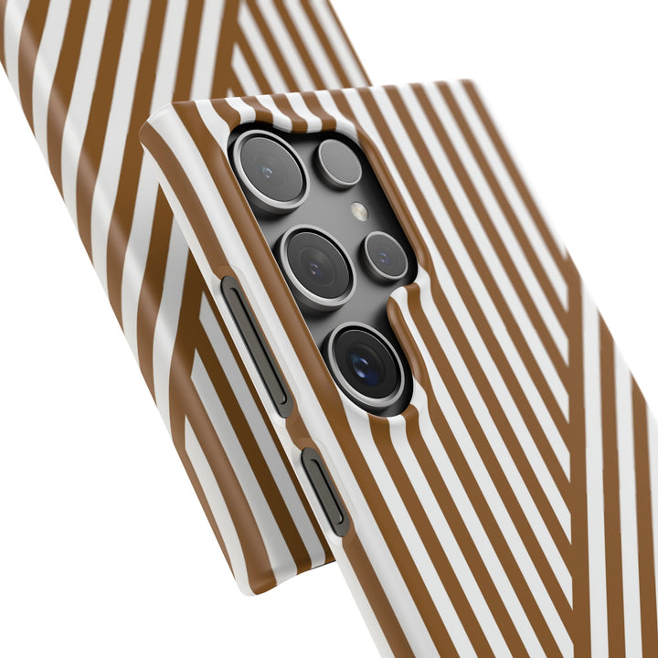 Aesthetic Mocha Brown Stripes Cute Phone Case Sleek Snap - For iPhone 17 Pro Max iPhone 16 Pro iPhone 15 Iphone 14 Plus 13 Pro 12 11 10 Gift - Studio40ParkLane