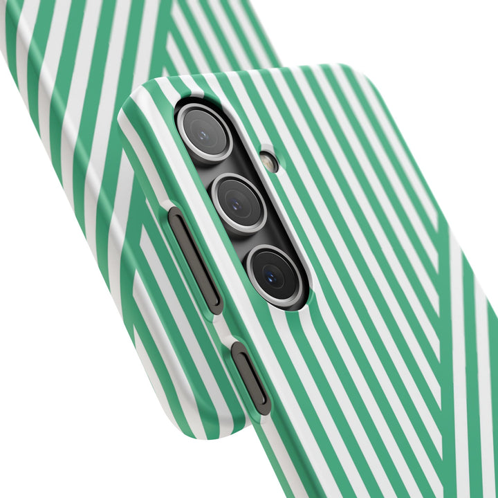 Aesthetic Emerald Stripes Cute Phone Case Sleek Snap - For iPhone 17 Pro Max iPhone 16 Pro iPhone 15 Iphone 14 Plus 13 Pro 12 11 10 Gift