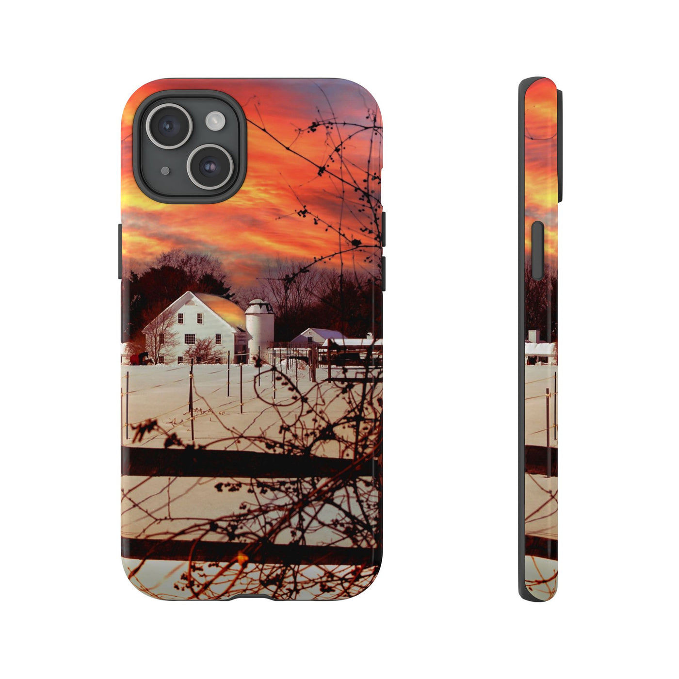 Impact Resistant, Winter Sunset Cute Phone Cases for Samsung S24, S23, S22, S21, IPhone 15 pro Iphone 14 pro Iphone 13 IPhone 12 Iphone 11