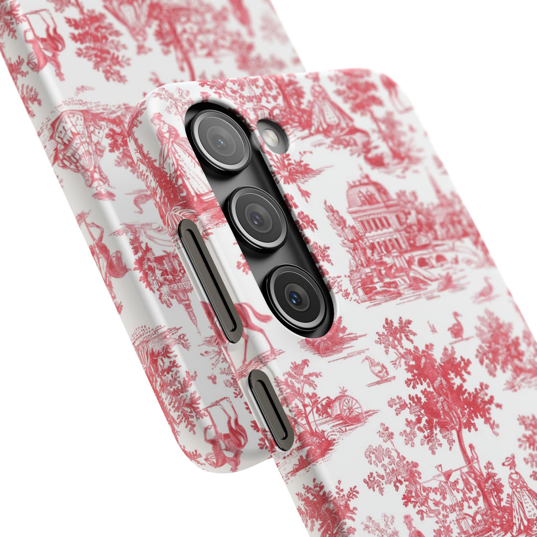 Snap French Toile Personalized Initial Custom Gift for Her Cute Phone Cases for Samsung S24, S23, S22, S21, S20, Plus and Ultra and Iphone, 16, 15, 14, 13, 12, 11. 10 - Studio40ParkLane