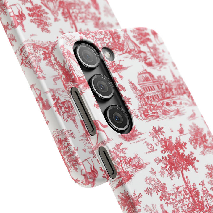 Snap French Toile Personalized Initial Custom Gift for Her Cute Phone Cases for Samsung S24, S23, S22, S21, S20, Plus and Ultra and Iphone, 16, 15, 14, 13, 12, 11. 10 - Studio40ParkLane