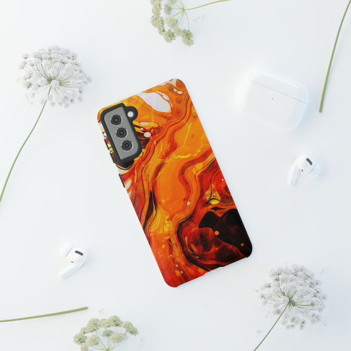Cute Samsung Phone Cases, Designer Samsung Galaxy S23 Phone Case, Samsung S22 Case, Samsung S21 Case, Samsung S20 Case, Marble Orange Design - Studio40ParkLane