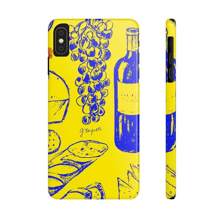 Slim Cute Phone Cases for Iphone | iPhone 15 Case | iPhone 15 Pro Max Case, Iphone 14, Iphone 14 Pro Max, Iphone 13, French Food Wine Yellow Blue - Studio40ParkLane