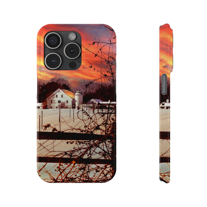 Slim Cute Phone Cases for Iphone - | iPhone 15 Case | iPhone 15 Pro Max Case, Iphone 14 Case, Iphone 14 Pro Max, Iphone 13, New England Winter Sunset - Studio40ParkLane