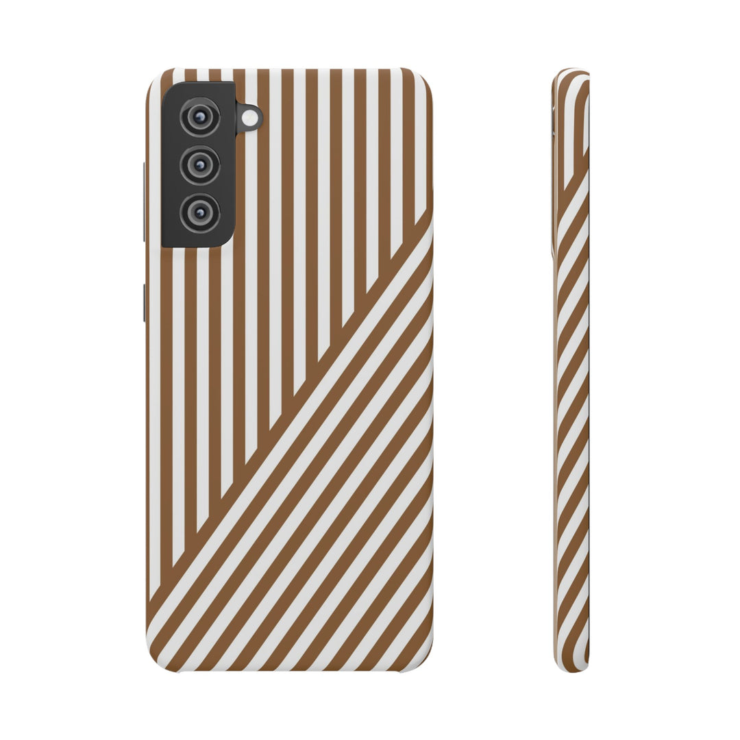 Aesthetic Mocha Brown Stripes Cute Phone Case Sleek Snap - For iPhone 17 Pro Max iPhone 16 Pro iPhone 15 Iphone 14 Plus 13 Pro 12 11 10 Gift - Studio40ParkLane