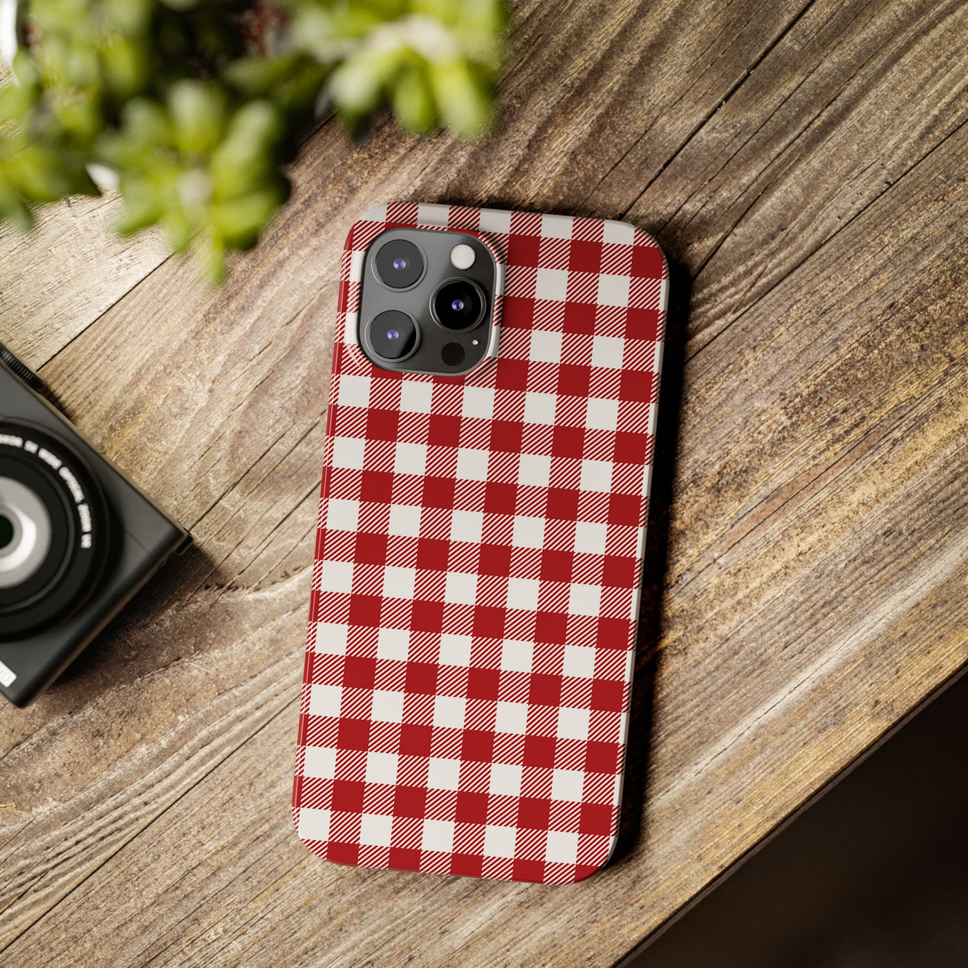 Slim Red Gingham Gift for Her Cute Phone Cases for Iphone 16 Pro Max | iPhone 15 Case | iPhone 15 Pro Max Case, Iphone 14, 13, 12, 11, 10, 8, 7