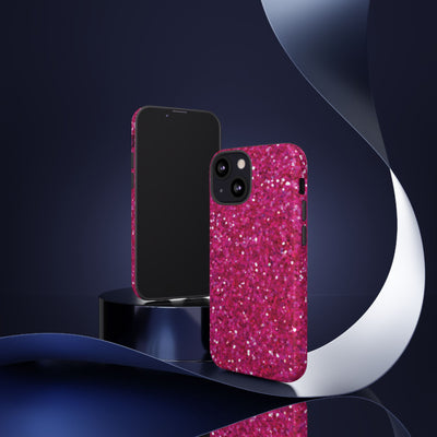 Faux Muted Pink Play on Glitter Effect Cute Phone Case, for IPhone 16 pro Max | Iphone 15, Iphone 14, IPhone 13 Case, 11 8 7, Samsung Galaxy S24, S23, S22, S21, 2 Layer Protection