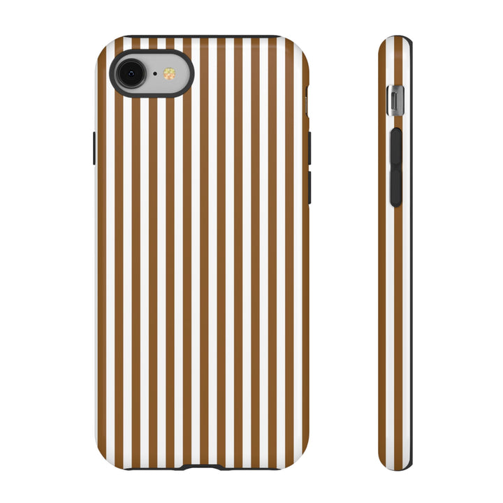 Tough Premium Mocca Brown Stripes Phone Case Gift for Her - For Apple iPhone 16 Pro Max 16e iPhone 15 Pro iPhone Iphone 14 Plus 13 Pro 12 SE XR - Studio40ParkLane