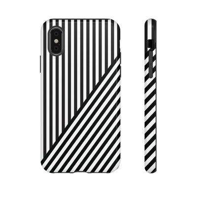 Aesthetic Tough Black White Stripes Phone Case - For iPhone 17 Pro Max iPhone 16 Pro iPhone 15 Iphone 14 Plus 13 Pro 12 11 10 XR - Studio40ParkLane