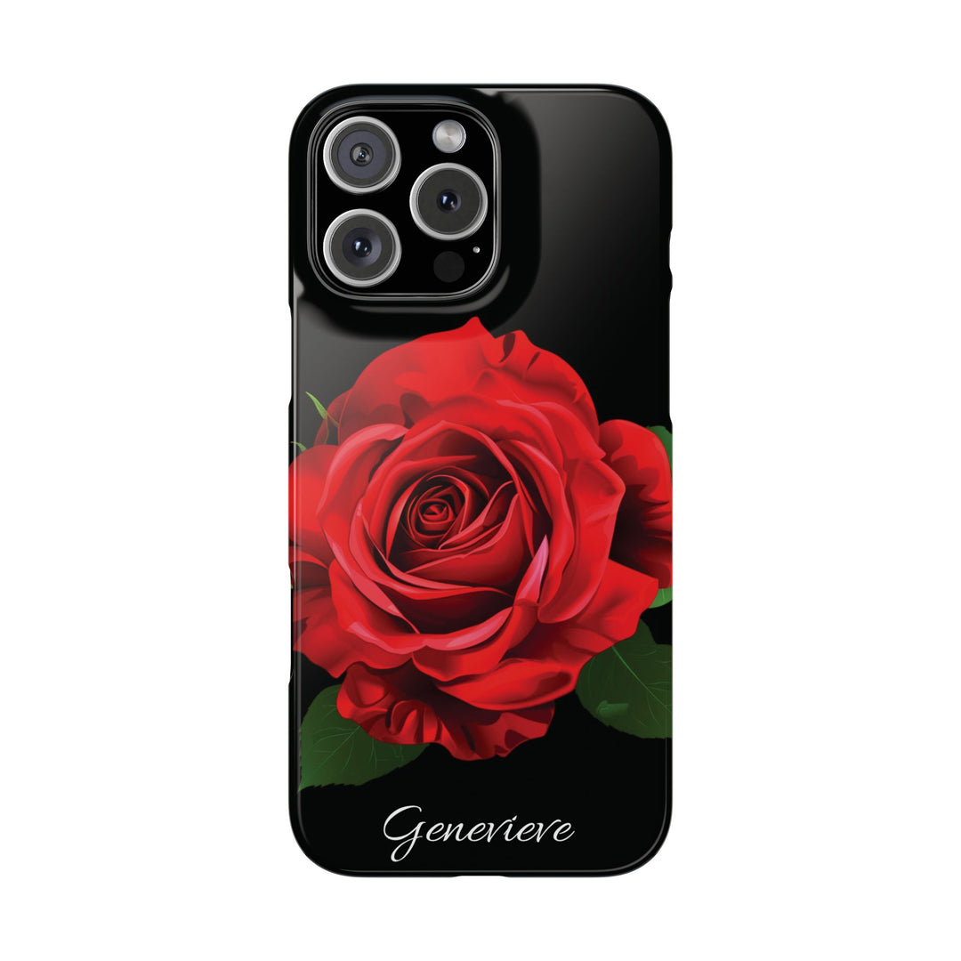 Slim Custom Personalized Red Rose Flowers Gift for Her Cute Phone Cases for Iphone 16 Pro Max | iPhone 15 Case | iPhone 15 Pro Max Case, Iphone 14, Iphone 14 Pro Max, Iphone 13 12 11 8 7 - Studio40ParkLane
