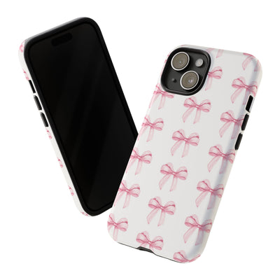 Pink Bows Cute Phone Case, for IPhone 16 Pro Max | Iphone 15, Iphone 14, IPhone 13 Case, 11 8 7, Samsung Galaxy S24, S23, S22, S21, 2 Layer Protection