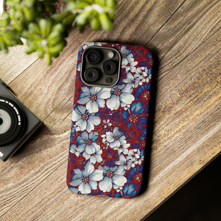 Cute IPhone Case | Red Blue Flowers, iPhone 15 Case | iPhone 15 Pro Case, Iphone 14 Case, Iphone 14 Pro Max Case, Protective Iphone Case - Studio40ParkLane