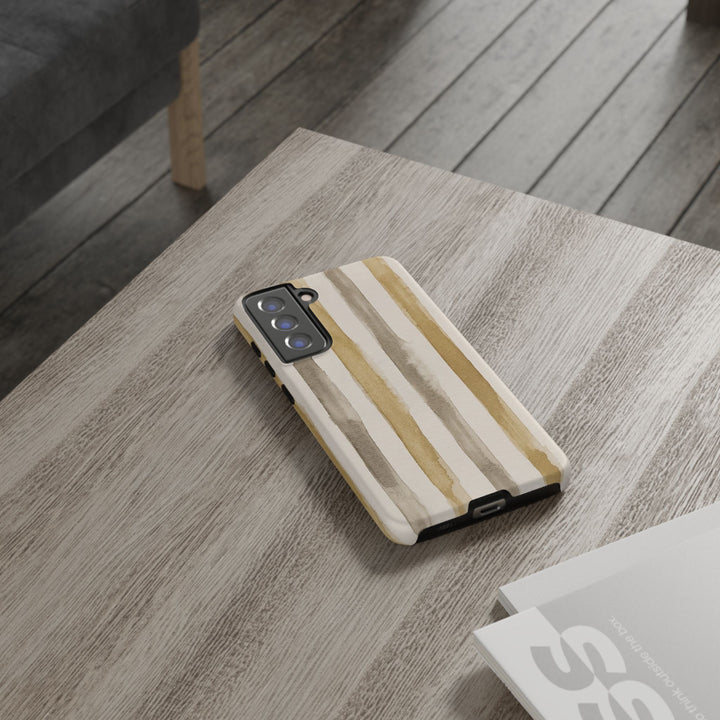 Tough Cute Brown Beige Stripes Phone Case, for IPhone 17 Pro Max | Iphone 17 Air, Iphone 16, IPhone 15, 14 13 12, Samsung Galaxy S26, S25, S24, S23 - Studio40ParkLane