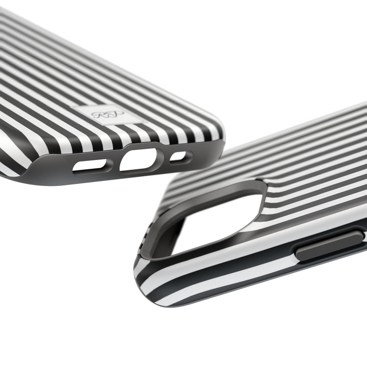 Custom Personalized Black White Striped Magsafe Phone Case for Iphone 17 - | iPhone 16 Pro Max Case | iPhone 15 Case Iphone 14 13 12 11 10 - Studio40ParkLane