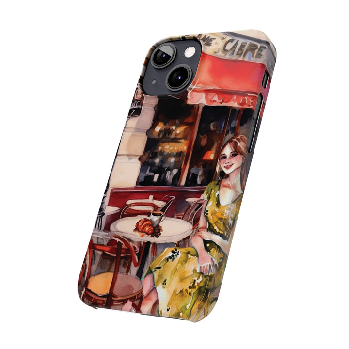 Slim Cute Phone Cases for Iphone - | iPhone 15 Case | iPhone 15 Pro Max Case, Iphone 14 Case, Iphone 14 Pro Max, Iphone 13, Paris Cafe Coffee Croissant - Studio40ParkLane