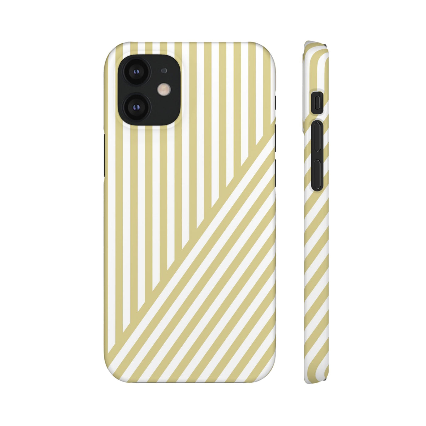 Aesthetic Yellow Beige Stripes Cute Phone Case Sleek Snap - For iPhone 17 Pro Max iPhone 16 Pro iPhone 15 Iphone 14 Plus 13 Pro 12 11 10 Gift