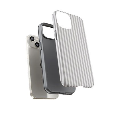 Tough Premium Ash Grey Stripes Phone Case Gift for Her - For Apple iPhone 16 Pro Max 16e iPhone 15 Pro iPhone Iphone 14 Plus 13 Pro 12 SE XR - Studio40ParkLane
