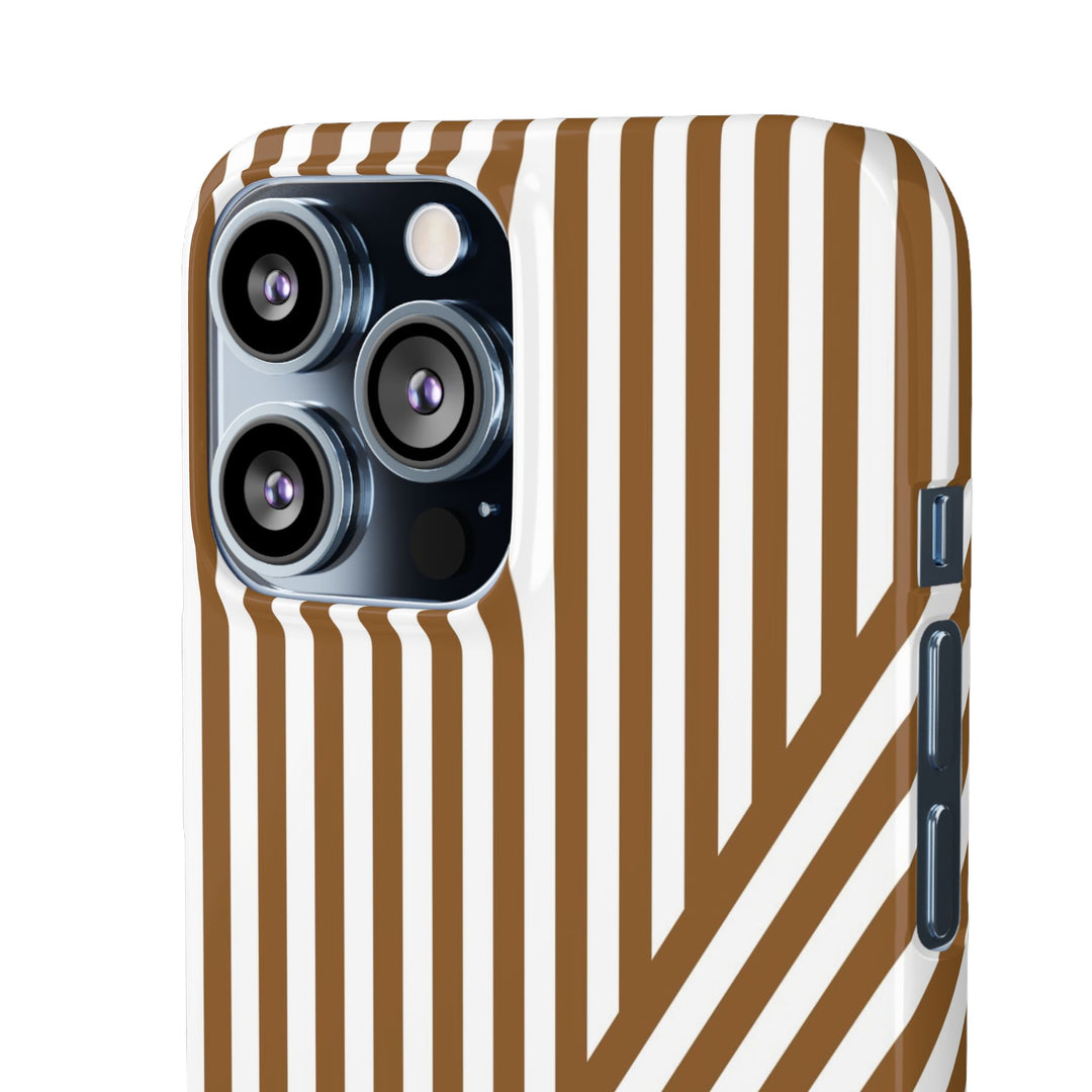 Aesthetic Mocha Brown Stripes Cute Phone Case Sleek Snap - For iPhone 17 Pro Max iPhone 16 Pro iPhone 15 Iphone 14 Plus 13 Pro 12 11 10 Gift - Studio40ParkLane
