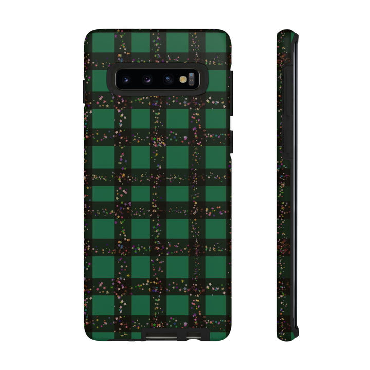 Cute Samsung Phone Cases, Designer Samsung Galaxy S23 Phone Case, Samsung S22 Case, Samsung S21 Case, Samsung S20 Case, Green Festive Plaid - Studio40ParkLane