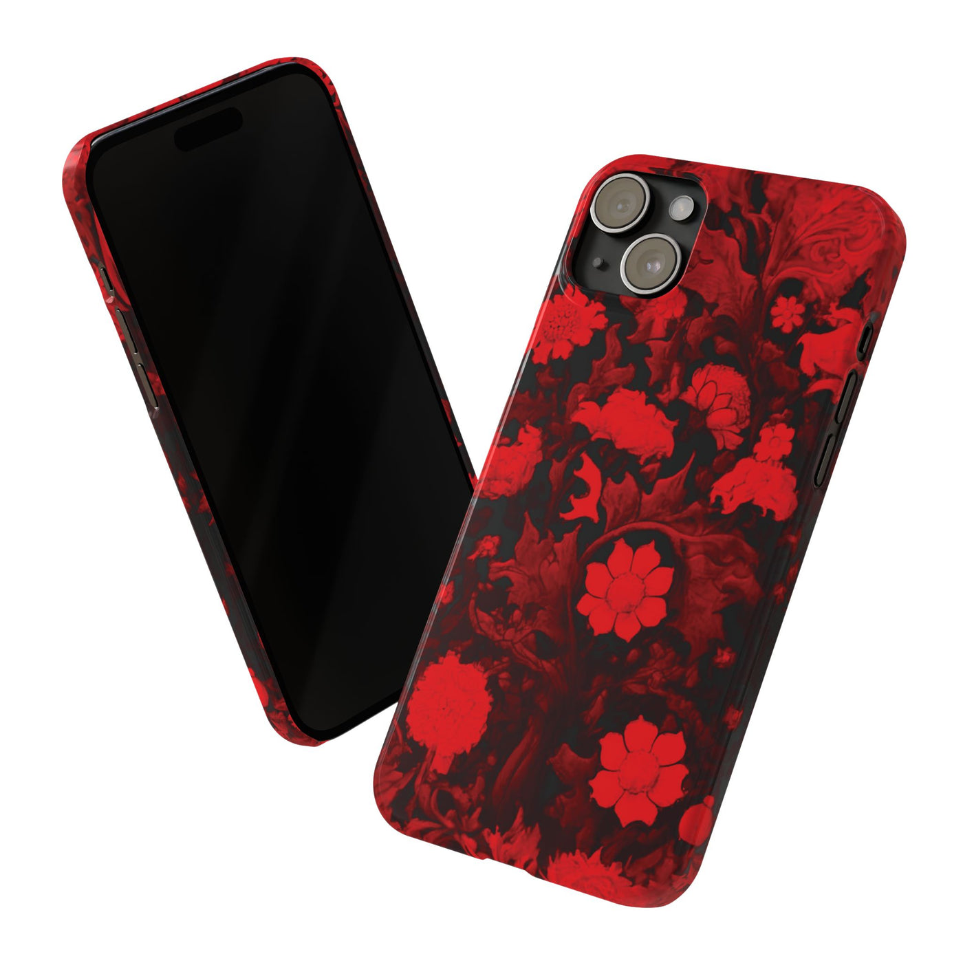 Slim Cute iPhone Cases - | iPhone 15 Case | iPhone 15 Pro Max Case, Iphone 14 Case, Iphone 14 Pro Max, Iphone 13, Red Flowers