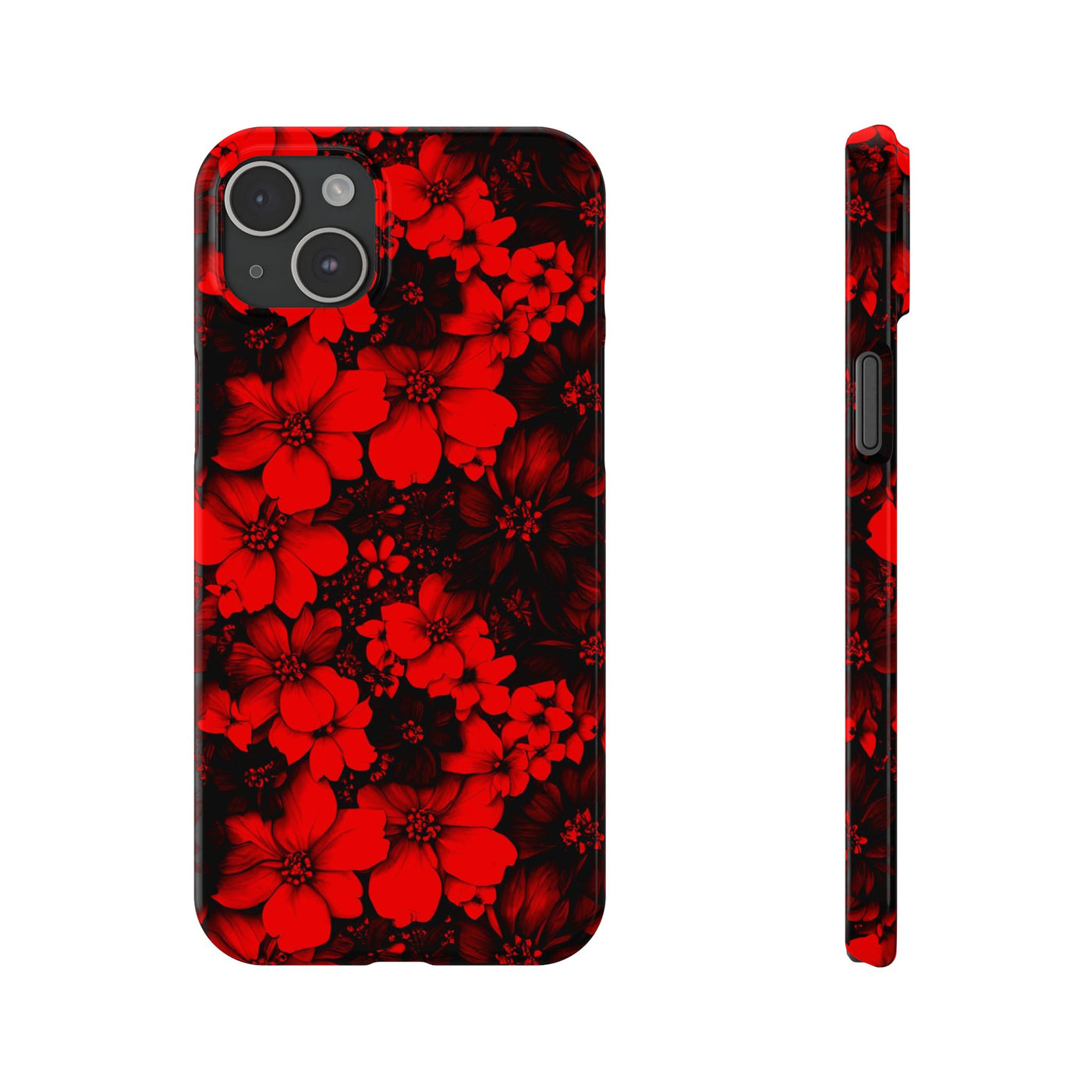 Slim Cute iPhone Cases - | iPhone 15 Case | iPhone 15 Pro Max Case, Iphone 14 Case, Iphone 14 Pro Max, Iphone 13, Red Black Flowers