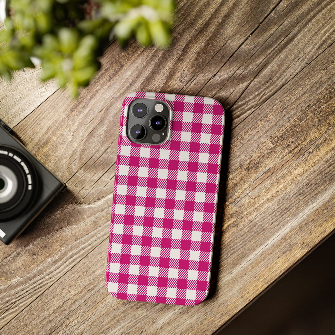 Slim Pink Gingham Gift for Her Cute Phone Cases for Iphone 16 Pro Max | iPhone 15 Case | iPhone 15 Pro Max Case, Iphone 14, 13, 12, 11, 10, 8, 7 - Studio40ParkLane