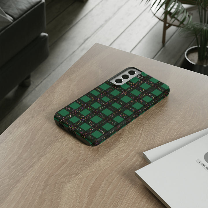 Cute Samsung Phone Cases, Designer Samsung Galaxy S23 Phone Case, Samsung S22 Case, Samsung S21 Case, Samsung S20 Case, Green Festive Plaid - Studio40ParkLane