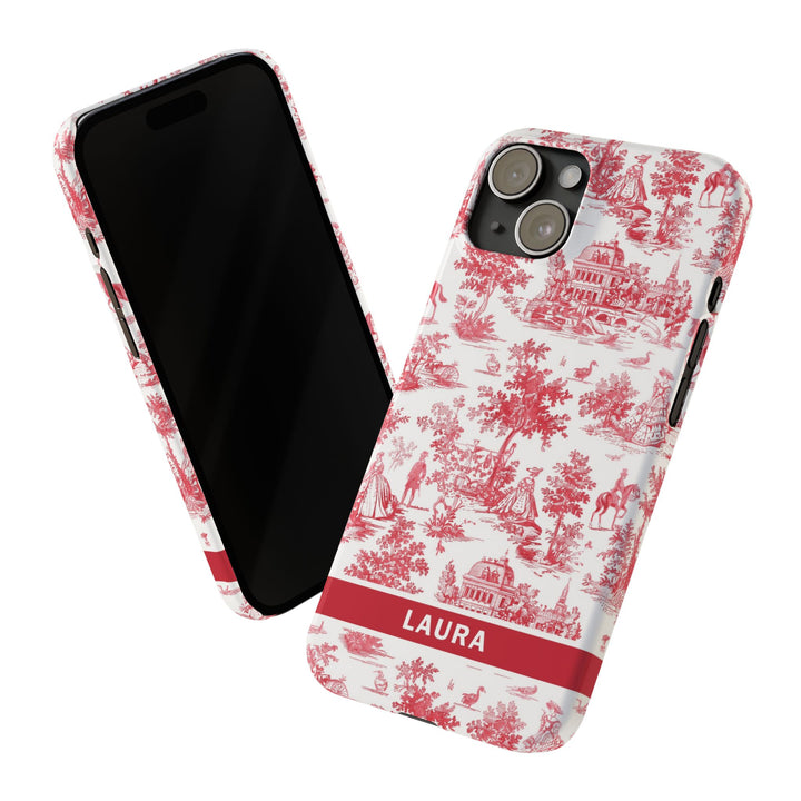 Slim French Toile Personalized Initial Custom Gift for Her Cute Phone Cases for Iphone 16 Pro Max | iPhone 15 Case | iPhone 15 Pro Max Case, Iphone 14, 13, 12, 11, 10, 8, 7 - Studio40ParkLane