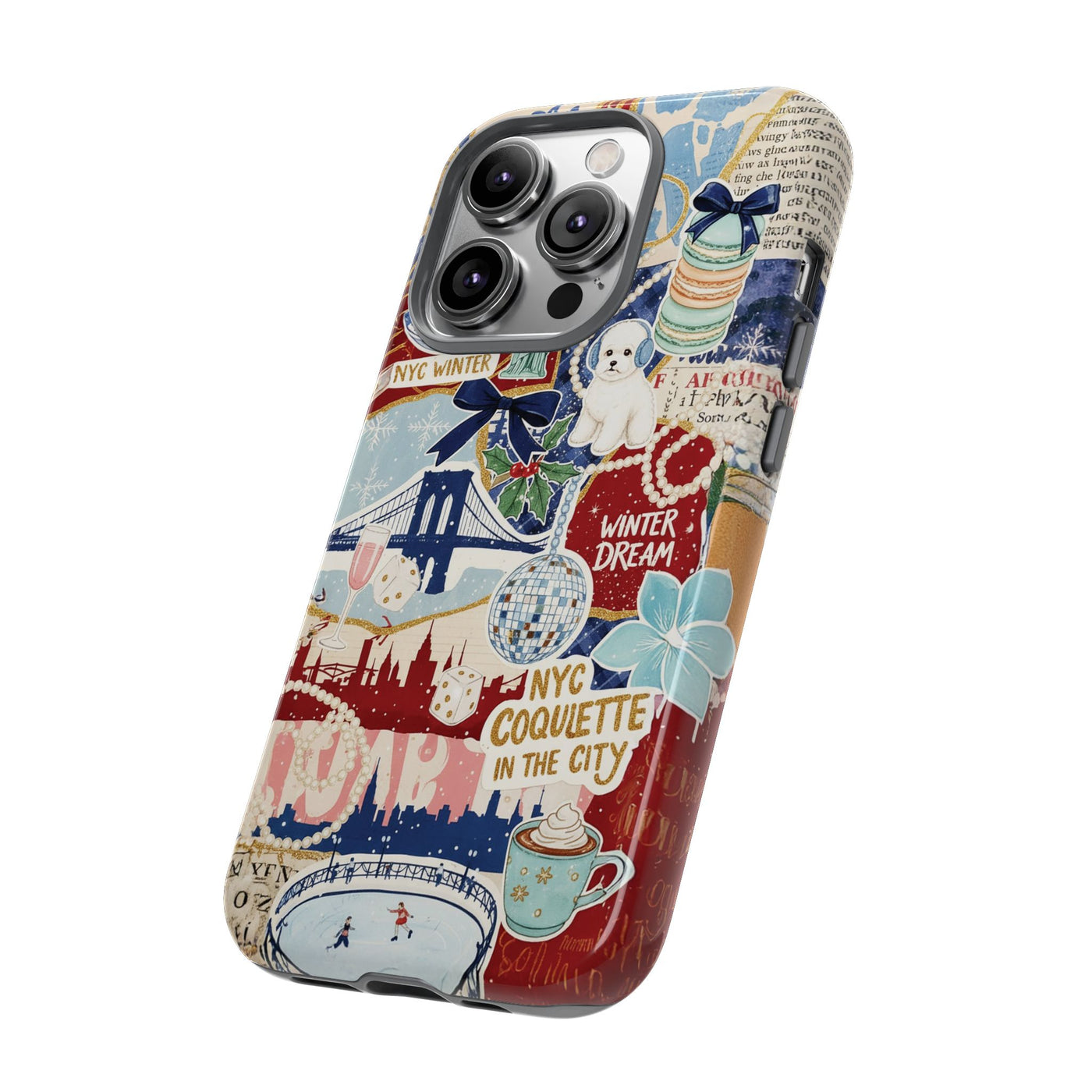 New York Winter Coquette Collage Tough Premium Phone Case - For iPhone 17 Pro Max iPhone 16 Pro iPhone 15 Iphone 14 Plus 13 Pro 12 11 10 XR