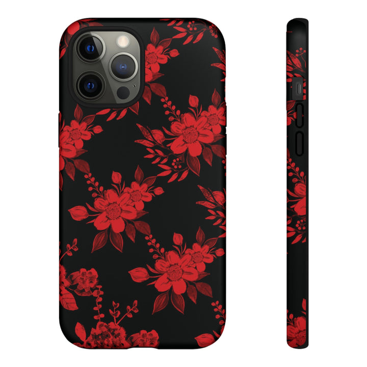 Cute IPhone Case | Red Black Flowers, iPhone 15 Case | iPhone 15 Pro Case, Iphone 14 Case, Iphone 14 Pro Max Case, Protective Iphone Case - Studio40ParkLane