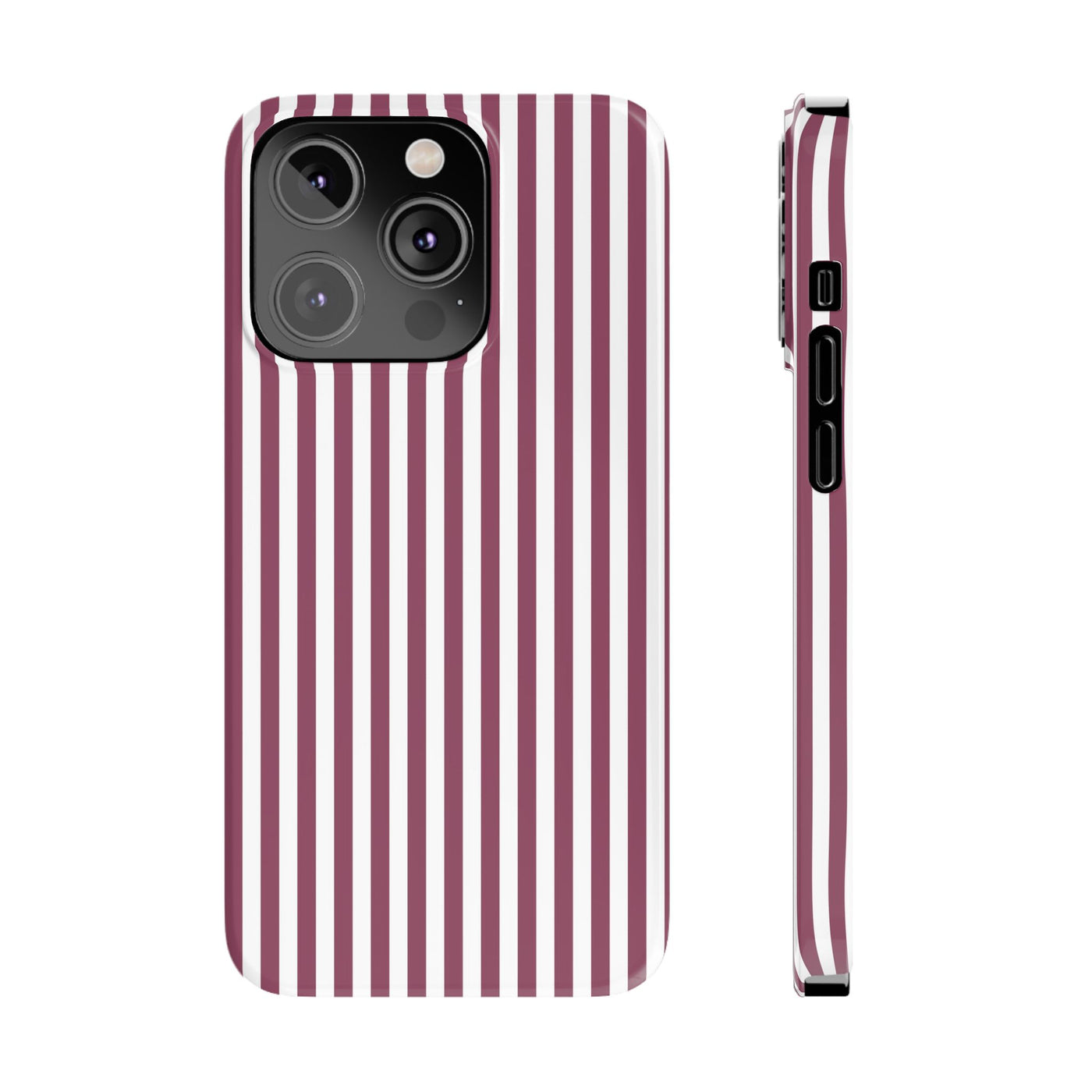 Slim Claret Red Striped Cute Phone Case for Iphone 16 - | iPhone 15 Pro Max Case | iPhone 14 Case Iphone 13 12 11 10 9 8 7 XS X Gift for Her - Studio40ParkLane