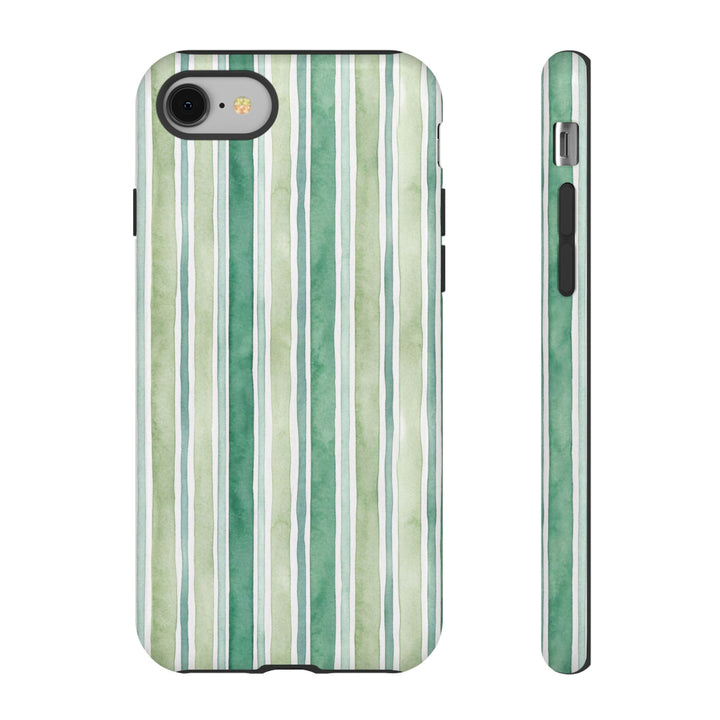 Aesthetic Tough Green Watercolor Stripes Premium Phone Case - For iPhone 17 Pro Max iPhone 16 Pro iPhone 15 Iphone 14 Plus 13 Pro 12 11 10 - Studio40ParkLane