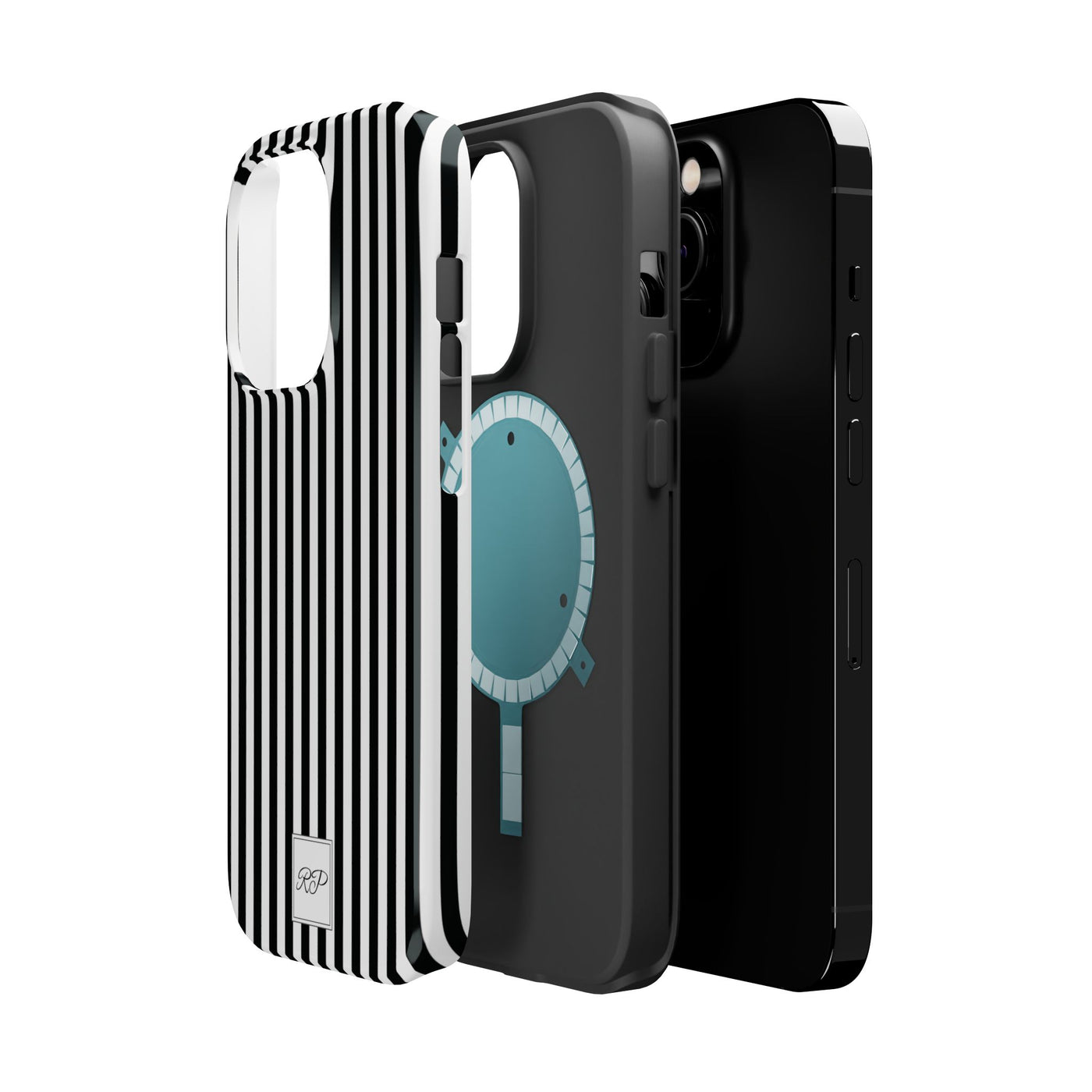 Custom Personalized Black White Striped Magsafe Phone Case for Iphone 17 - | iPhone 16 Pro Max Case | iPhone 15 Case Iphone 14 13 12 11 10 - Studio40ParkLane