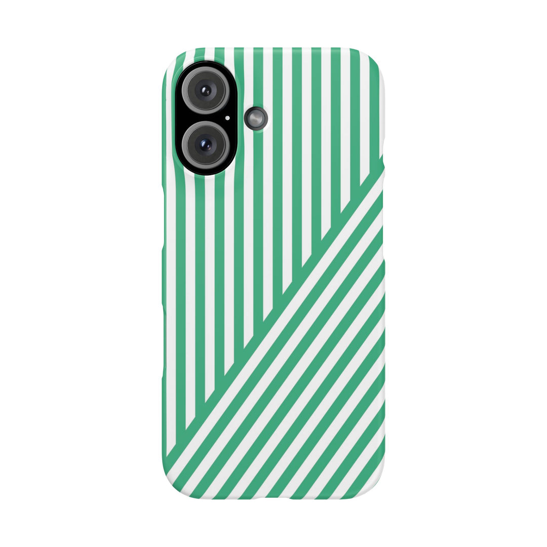 Aesthetic Emerald Stripes Cute Phone Case Sleek Snap - For iPhone 17 Pro Max iPhone 16 Pro iPhone 15 Iphone 14 Plus 13 Pro 12 11 10 Gift