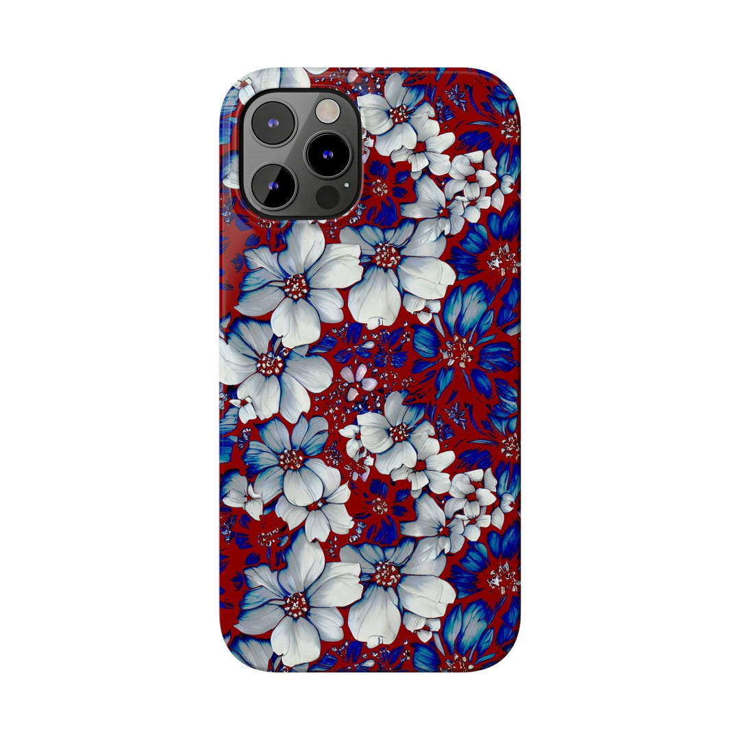 Slim Cute Phone Cases for Iphone - | iPhone 15 Case | iPhone 15 Pro Max Case, Iphone 14 Case, Iphone 14 Pro Max, Iphone 13, Red Blue Flowers - Studio40ParkLane