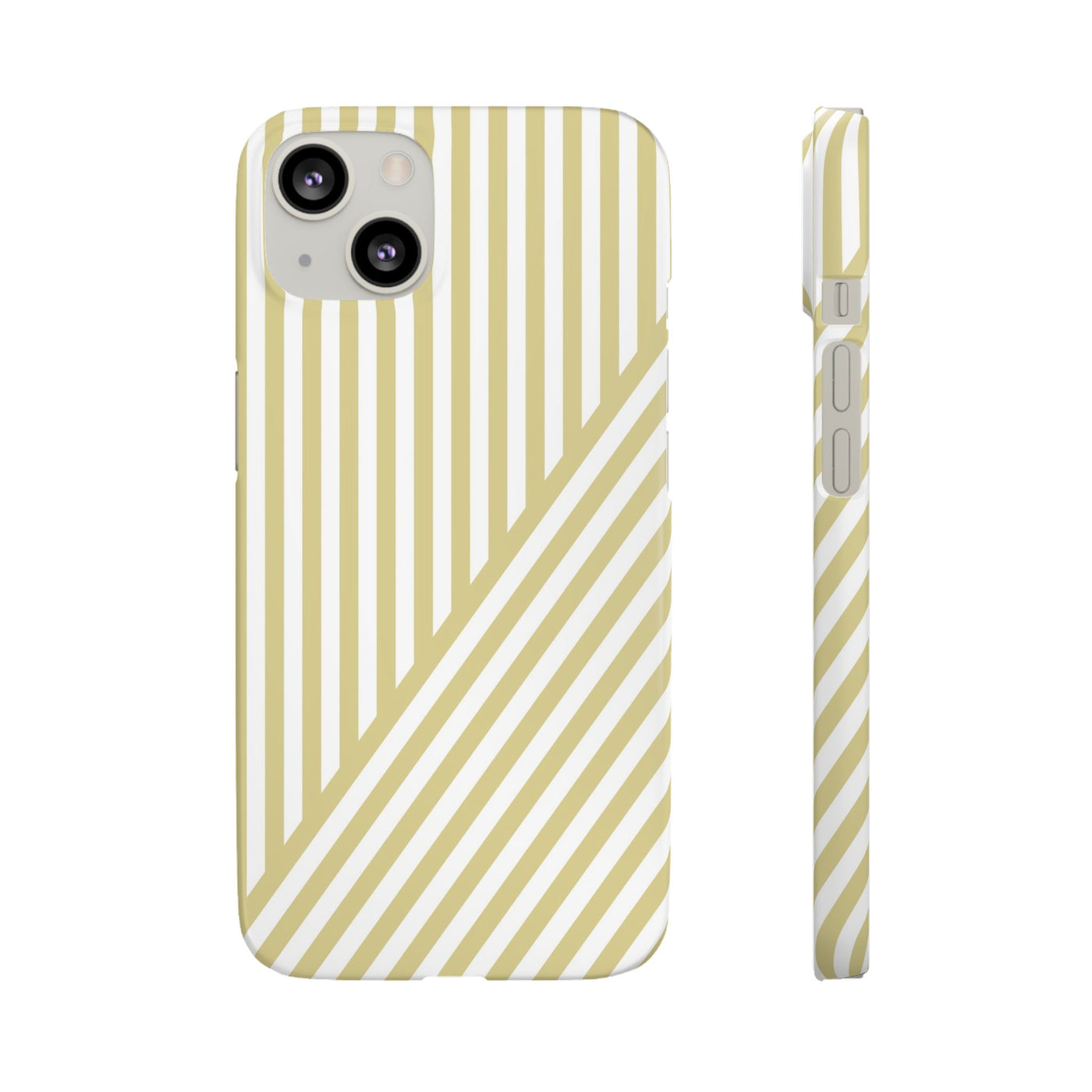Aesthetic Yellow Beige Stripes Cute Phone Case Sleek Snap - For iPhone 17 Pro Max iPhone 16 Pro iPhone 15 Iphone 14 Plus 13 Pro 12 11 10 Gift