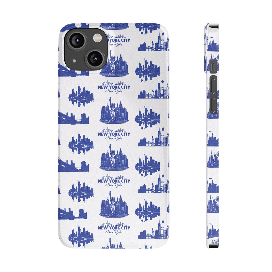 Slim New York Skyline Blue Collage Coquette Gift for Her Cute Phone Cases for Iphone 16 Pro Max | iPhone 15 Case | iPhone 15 Pro Max Case, Iphone 14, Iphone 14 Pro Max, Iphone 13 12 11 8 7 - Studio40ParkLane