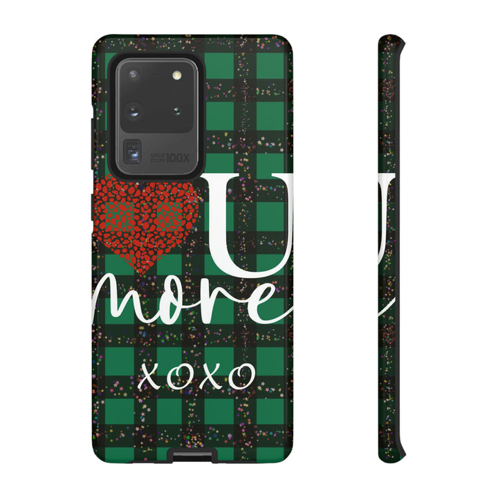 Cute Samsung Phone Cases, Designer Samsung Galaxy S23 Phone Case, Samsung S22 Case, Samsung S21 Case, Samsung S20 Case, Green Plaid Love You - Studio40ParkLane
