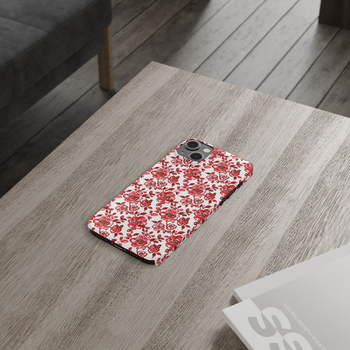 Slim Red Chinoiserie Gift for Her Cute Phone Cases for Iphone 16 Pro Max | iPhone 15 Case | iPhone 15 Pro Max Case, Iphone 14, Iphone 14 Pro Max, Iphone 13 12 11 8 7 - Studio40ParkLane