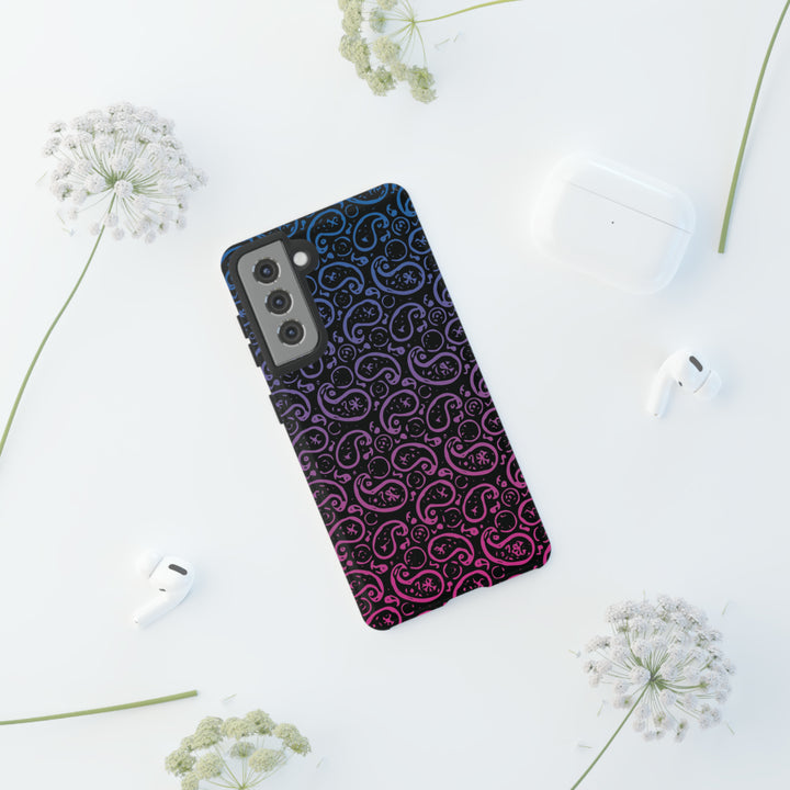 Cool Phone Case | Aesthetic Phone Case | Paisley Blue Pink Black | For Samsung Galaxy S23, S22, S21, S20 | Luxury Double Layer | Cute - Studio40ParkLane
