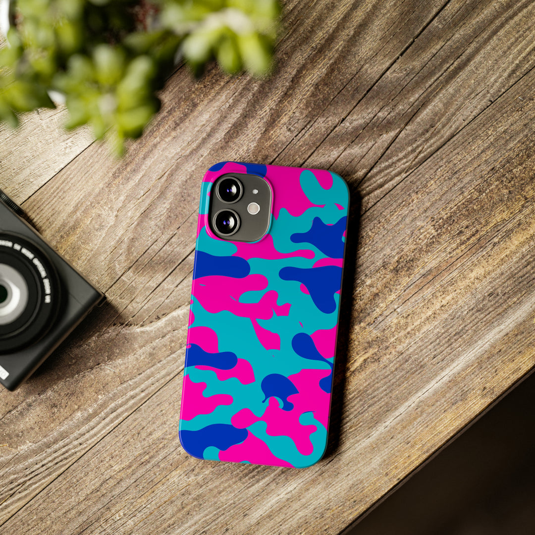Slim Cute Phone Cases for Iphone - | iPhone 15 Case | iPhone 15 Pro Max Case, Iphone 14 Case, Iphone 14 Pro Max, Iphone 13, Blue Pink Camouflage - Studio40ParkLane