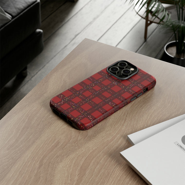 Cute IPhone Case | iPhone 15 Case | iPhone 15 Pro Max Case, Iphone 14 Case, Iphone 14 Pro Max Case IPhone Case for Art Lovers, Red Festive Plaid - Studio40ParkLane