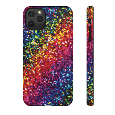 Faux Chic Play on Glitter Effect Cute Phone Case, for IPhone 16 pro Max | Iphone 15, Iphone 14, IPhone 13 Case, 11 8 7, Samsung Galaxy S24, S23, S22, S21, 2 Layer Protection