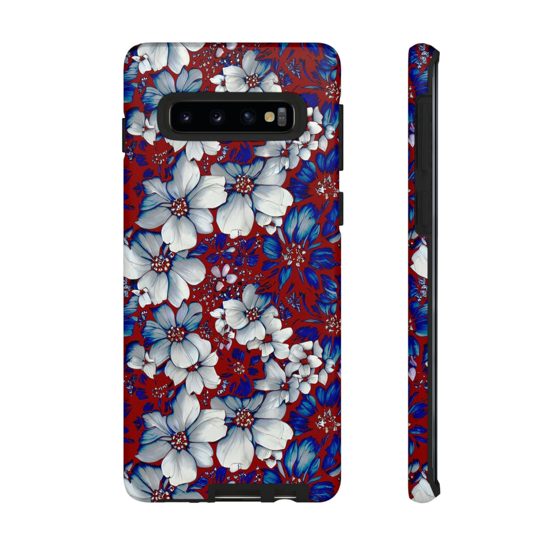 Cute Samsung Phone Case | Aesthetic Samsung Phone Case | Galaxy S23, S22, S21, S20 | Red Blue Flowers, Protective Phone Case - Studio40ParkLane