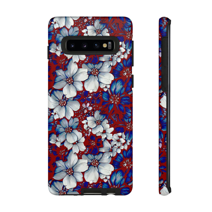 Cute Samsung Phone Case | Aesthetic Samsung Phone Case | Galaxy S23, S22, S21, S20 | Red Blue Flowers, Protective Phone Case - Studio40ParkLane