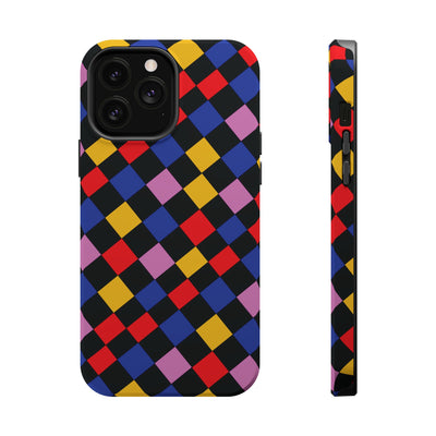 Aesthetic Colorful Checkerboard Tough Magsafe Phone Case - For iPhone 17 Pro Max iPhone 16 Pro iPhone 15 Iphone 14 Plus 13 Pro 12 11 Gift - Studio40ParkLane