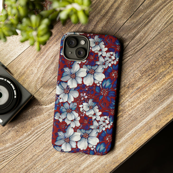 Cute IPhone Case | Red Blue Flowers, iPhone 15 Case | iPhone 15 Pro Case, Iphone 14 Case, Iphone 14 Pro Max Case, Protective Iphone Case - Studio40ParkLane
