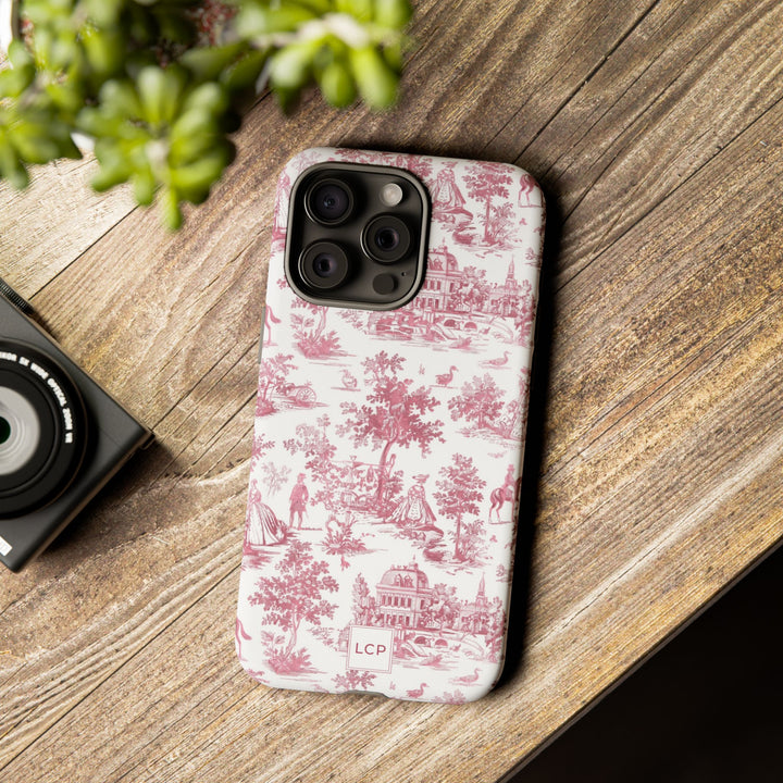 Personalized Custom French Toile Tough Cute Phone Case For Apple iPhone 18, 17, 16, 15 14, Pro Max, Samsung Galaxy S26, S25, S24 Plus Ultra