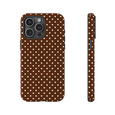 Aesthetic Tough Mocha Brown Polka Dots Premium Phone Case - For iPhone 17 Pro Max iPhone 16 Pro iPhone 15 Iphone 14 Plus 13 Pro 12 11 10 - Studio40ParkLane