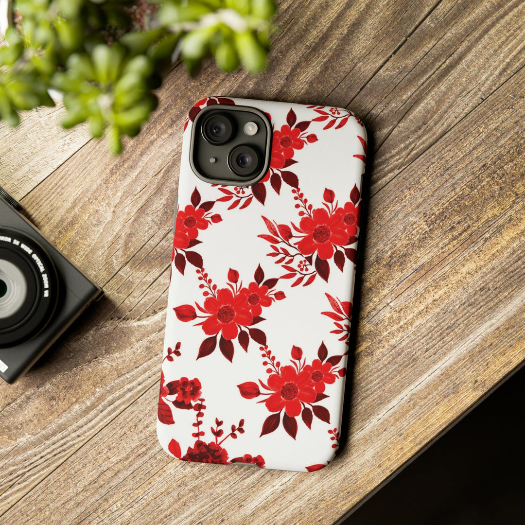 Cute IPhone Case | Red White Flowers, iPhone 15 Case | iPhone 15 Pro Case, Iphone 14 Case, Iphone 14 Pro Max Case, Protective Iphone Case - Studio40ParkLane